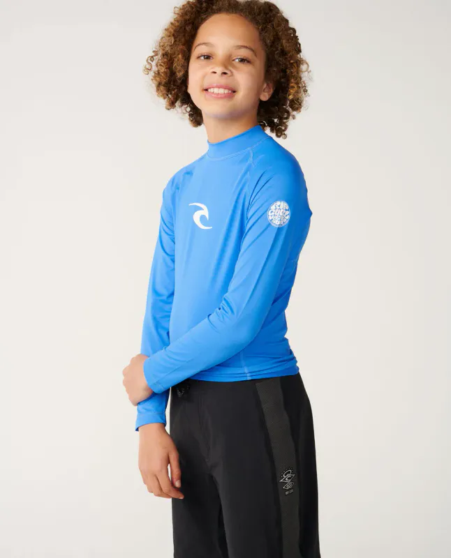 Rip Curl Junior - Waves UPF Long Sleeve Rash Vest - Blue Gum