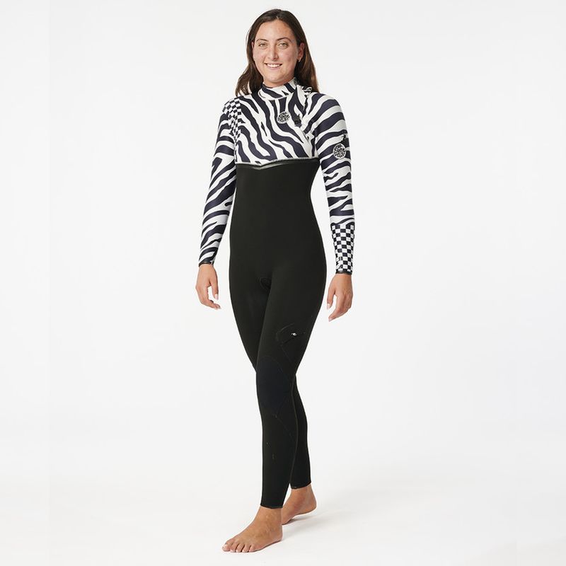 Rip Curl Dame 4/3 E Bomb Zip Free Våtdrakt - Black White