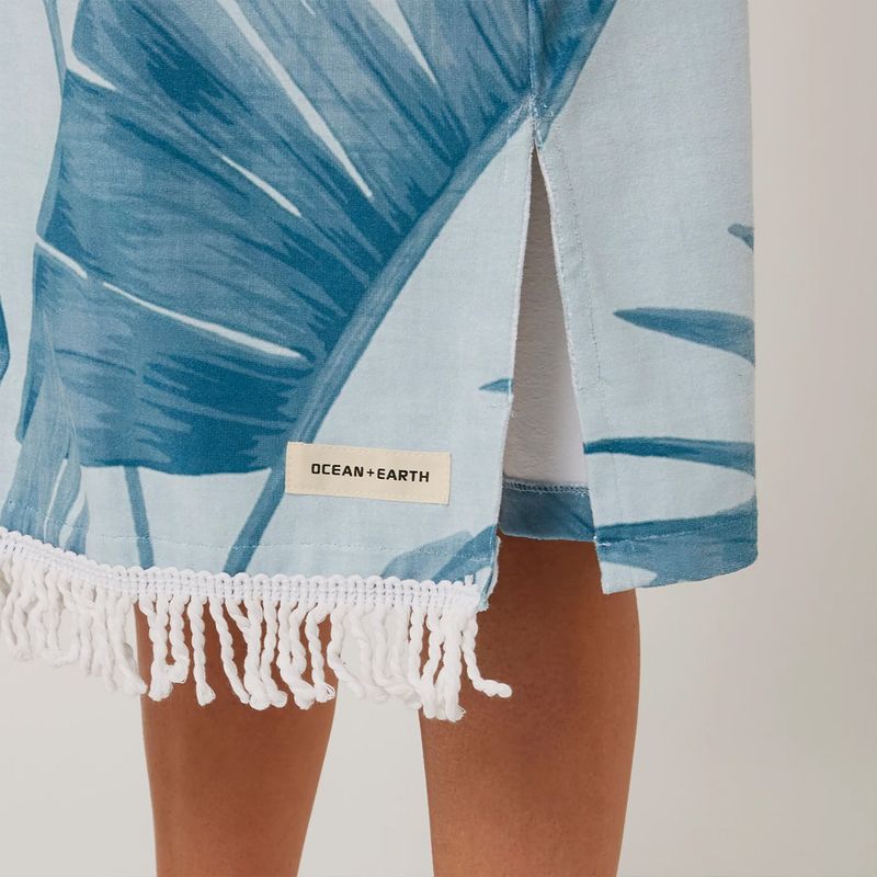 O&E - Skifteponcho med hette - Palm Zip Front - Iceberg