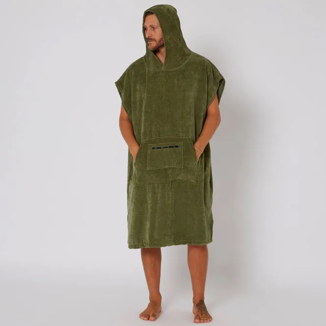 Hovedbilde O&E - Skifteponcho med hette - Surfshop - Oliven