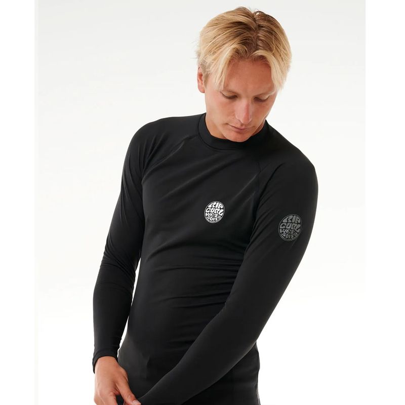 Rip Curl Icons UPF Brushed Long Sleeve Rash Guard - Black
