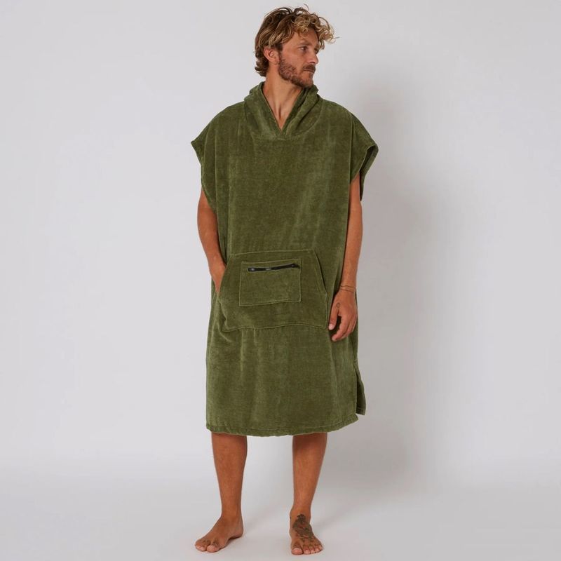 O&E - Skifteponcho med hette - Surfshop - Oliven